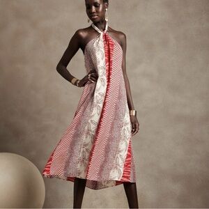Banana Republic red halter twist neck dress